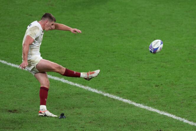 England captain Owen Farrell, during the Rugby World Cup third place match against Argentina, at the Stade de France, in Saint-Denis (Seine-Saint-Denis), October 27, 2023.