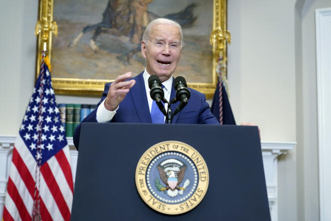 US President Joe Biden during a speech on artificial intelligence at the White House on July 21, 2023.