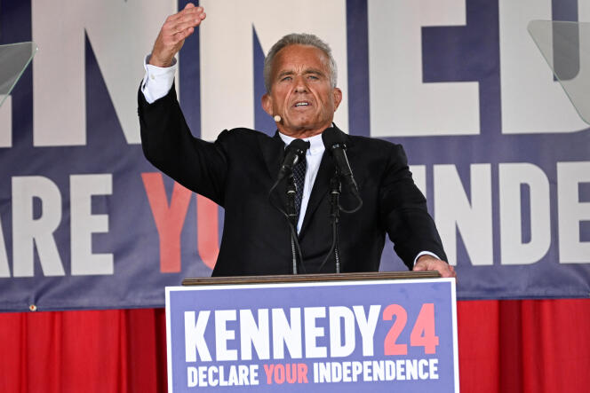 Robert F. Kennedy JR during his candidacy speech for the 2024 United States presidential election, in Philadelphia, Pennsylvania, Monday, October 9, 2023.