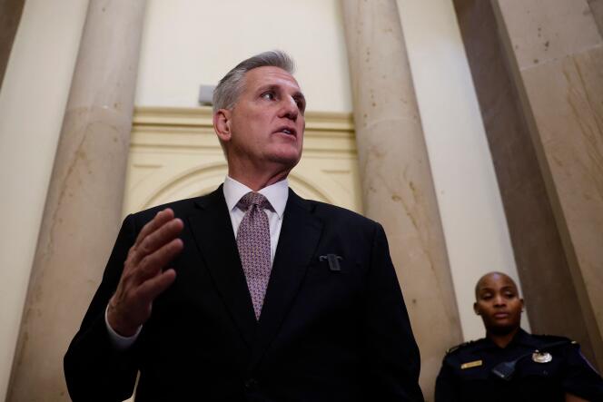 The “speaker” of the US House of Representatives, Republican Kevin McCarthy, at the Capitol in Washington, October 2, 2023.
