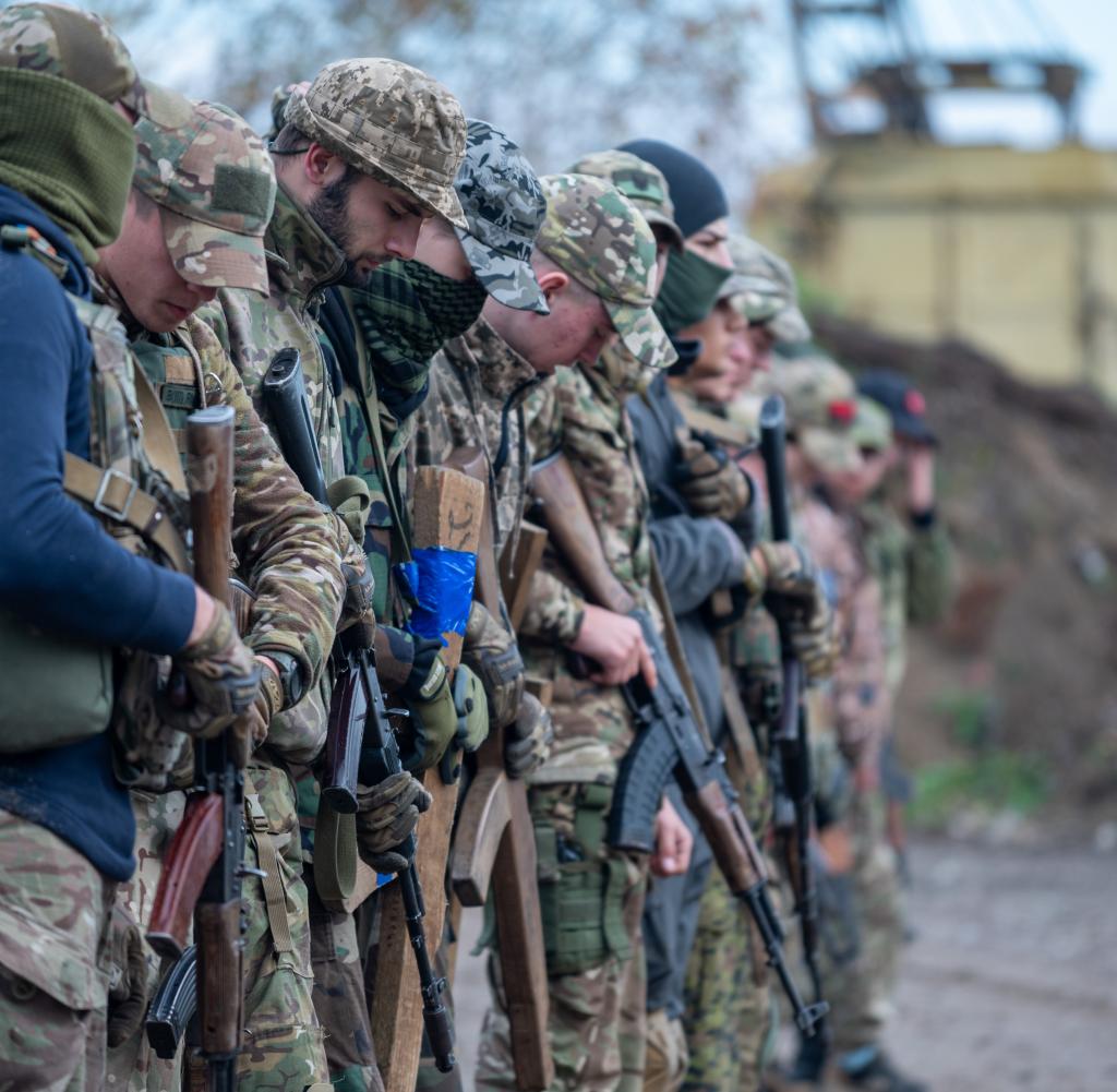 Ukrainian recruits in a training camp