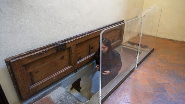 Florence: Well hidden: The room is accessed via a narrow staircase - and through a horizontal door.