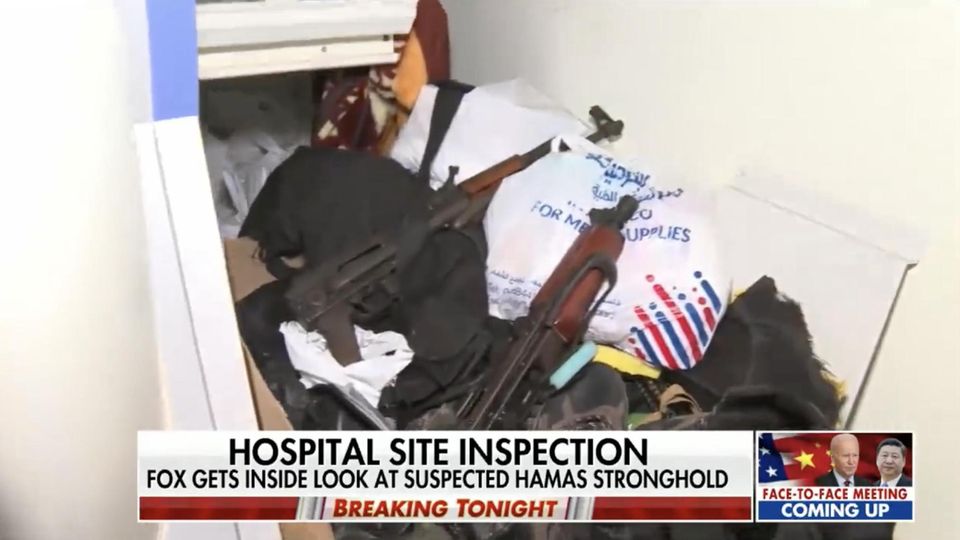 Shifa Hospital: A Fox News reporter inspects an IDF weapon discovery