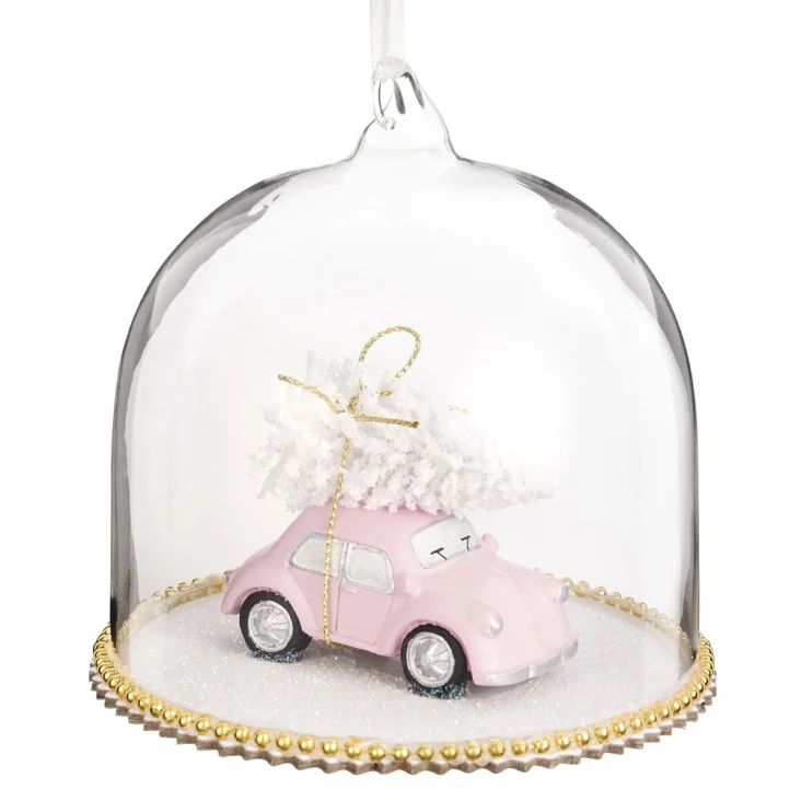 Christmas Suspension Under Glass Bell Pink Car Decor 