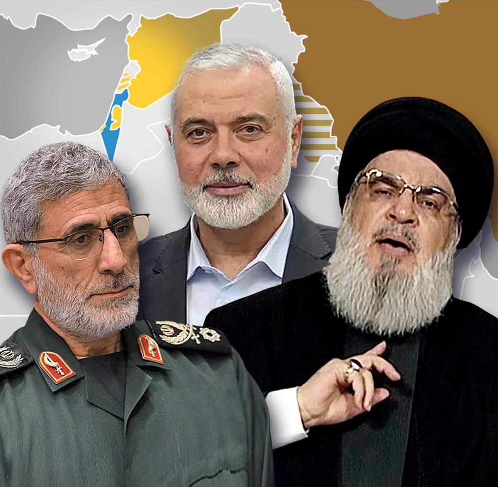 Mächtige Verbündete: Al-Quds-Kommandeur Esmail Qaani, Hamas-Chef Ismail Haniyeh und Hisbollah-Führer Hassan Nasrallah.