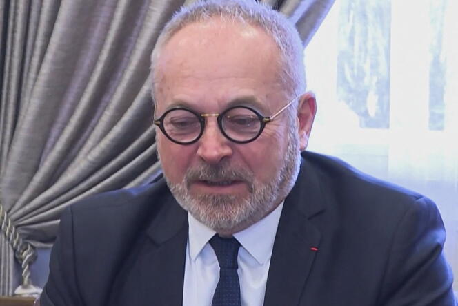 Senator (Horizons) of Loire-Atlantique Joël Guerriau, on an image taken from a video broadcast by Télé Liban, February 13, 2020. 
