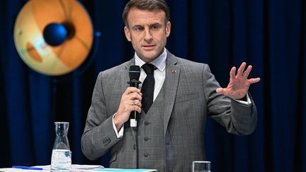 Emmanuel Macron in Nantes (Loire-Atlantique), November 28, 2023. (DAMIEN MEYER / AFP)