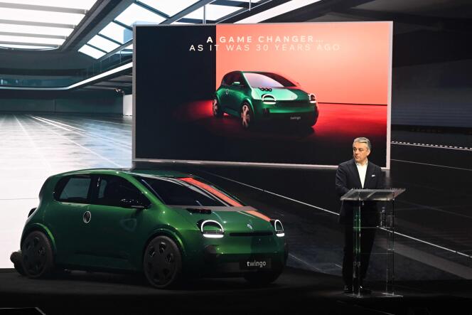 The general director of Renault, Luca de Meo, during the presentation of the new electric Twingo, in Boulogne-Billancourt (Hauts-de-Seine), November 15, 2023.