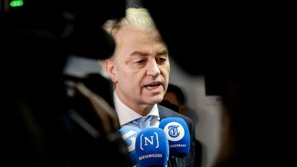 Geert Wilders on November 27, 2023 in Den Haag (Netherlands).  (ROBIN VAN LONKHUIJSEN / ANP MAG / AFP)