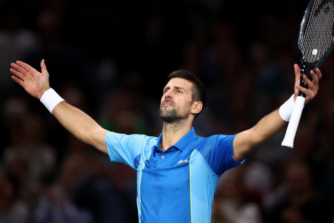 Novak Djokovic, after his victory against the Dane Holger Rune, Friday November 4 in Bercy.