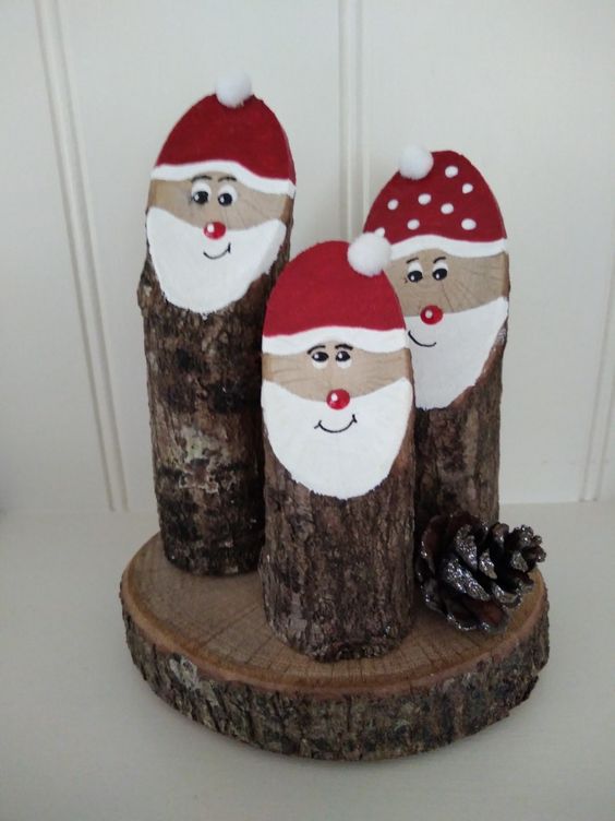 Christmas Characters on Logs 