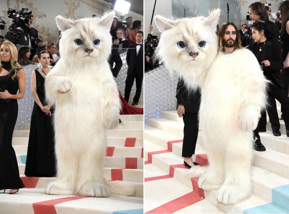 Musician Jared Leto in a cat costume at the Met Gala in May 2023