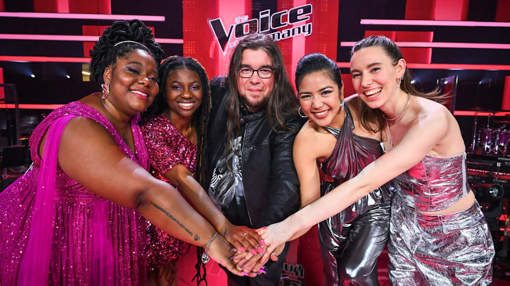 The finalists of this year's “The Voice of Germany” season: Emely (33), Giovannis Talent Desirey (21), Rocker Egon (40), Shirin Davids Talent Joy (26) and Malou (24) from “Team Toll”