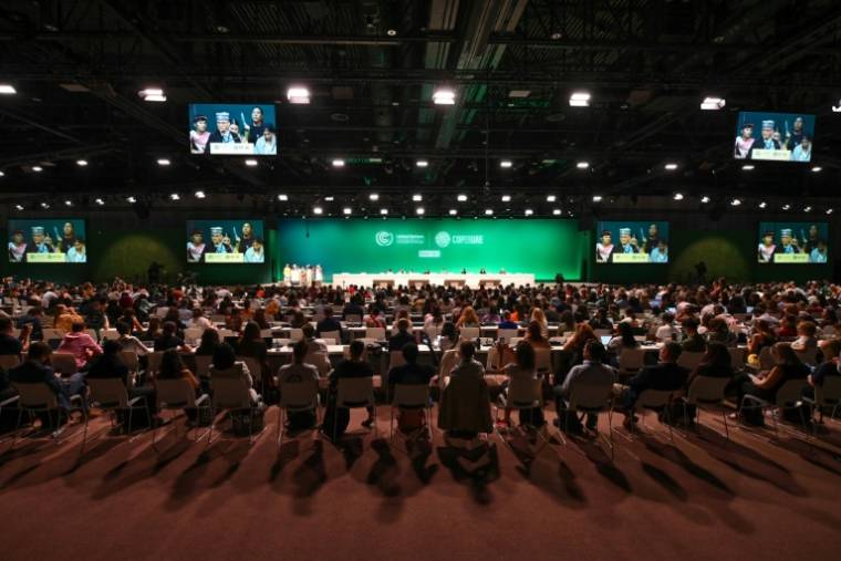 Representatives of indigenous peoples from around the world during the people's plenary at COP28 in Dubai, December 11, 2023 (AFP / -)