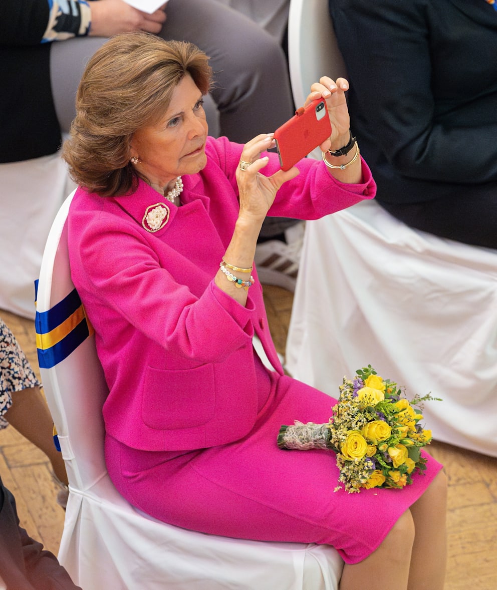 A snapshot of Queen Silvia during her visit to Brandenburg