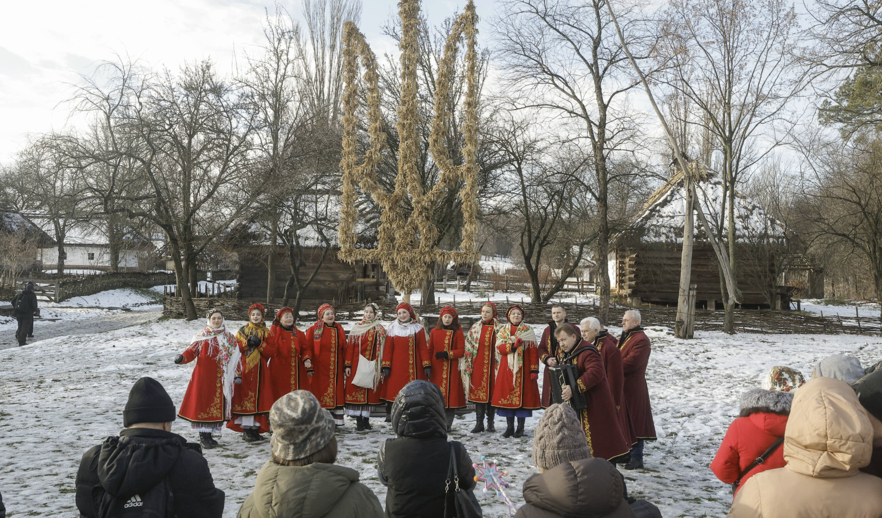 A choir in traditional dress in the village of Pirogovo, near kyiv.