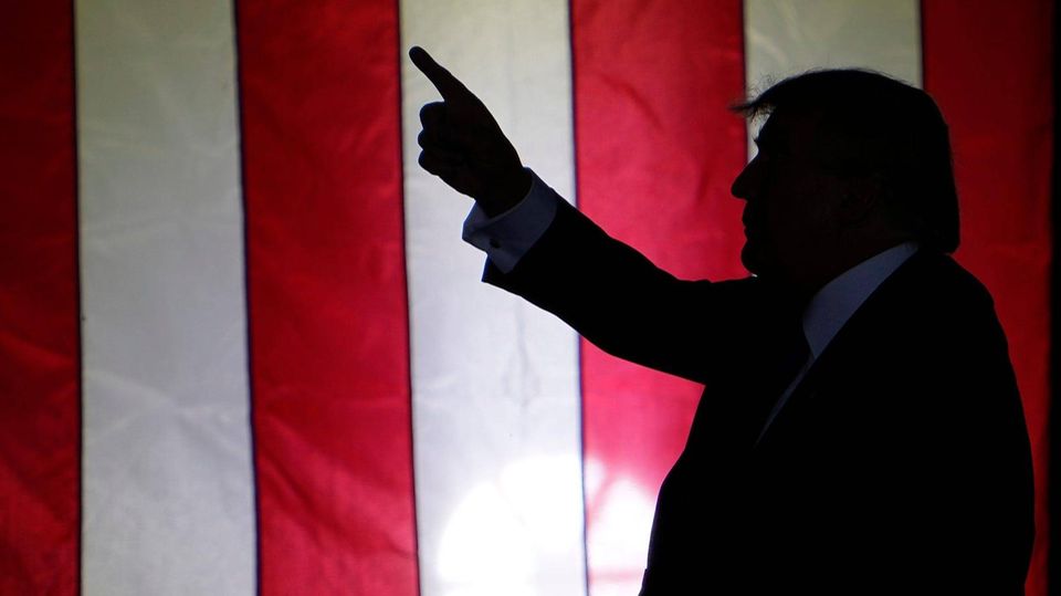 Donald Trump during a campaign rally in Delaware, Ohio