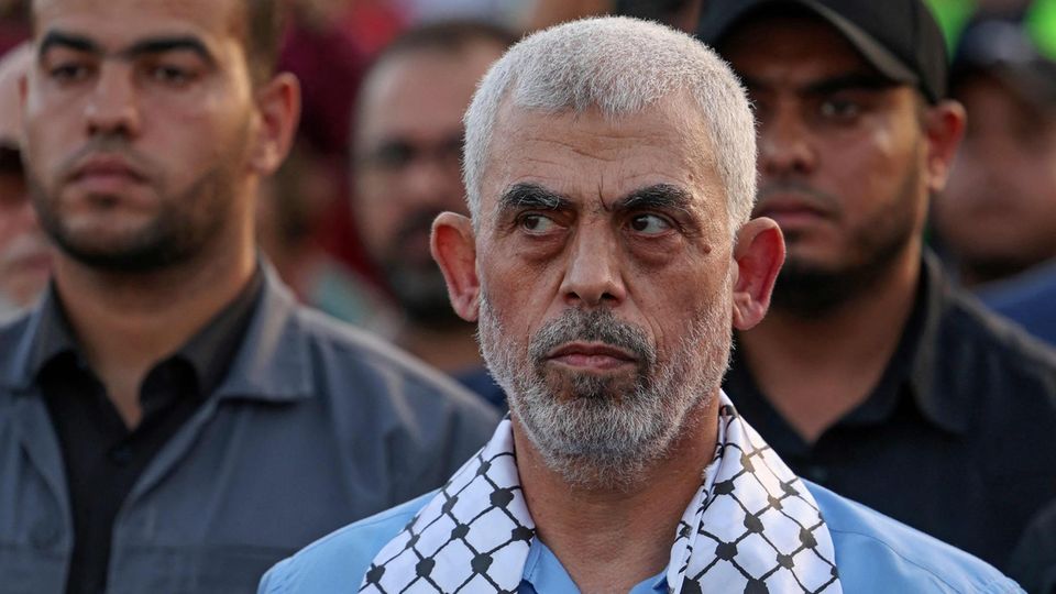 Yahya Sinwar at a Hamas demonstration in the Gaza Strip in October 2022