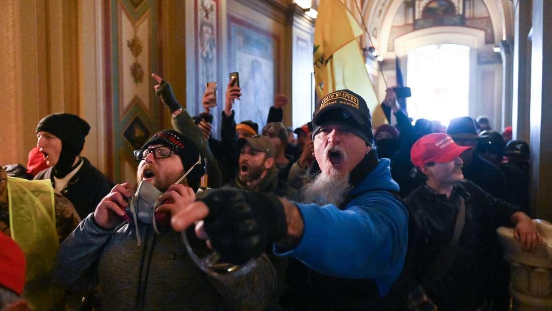 Supporters of Donald Trump in the House buildings at the Capitol in Washington DC on January 6th