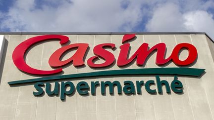 A Casino store sign in Colombiers, in Hérault, October 9, 2022. (JEAN-MARC LALLEMAND / MAXPPP)