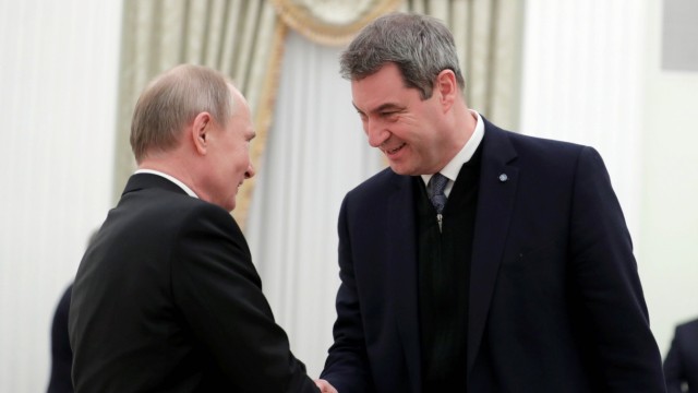 Foreign policy: Moscow and Vladimir Putin (left) visited Prime Minister Söder in 2020.