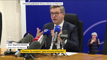 The prosecutor of Meaux (Seine-et-Marne), Jean-Baptiste Blodier, during a press conference, December 26, 2023. (FRANCEINFO)