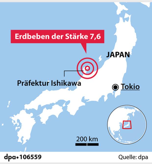 The earthquake in Japan occurred on Monday at around 4:10 p.m. (local time, 8:10 a.m. CET) in the Noto region of Ishikawa Prefecture. 