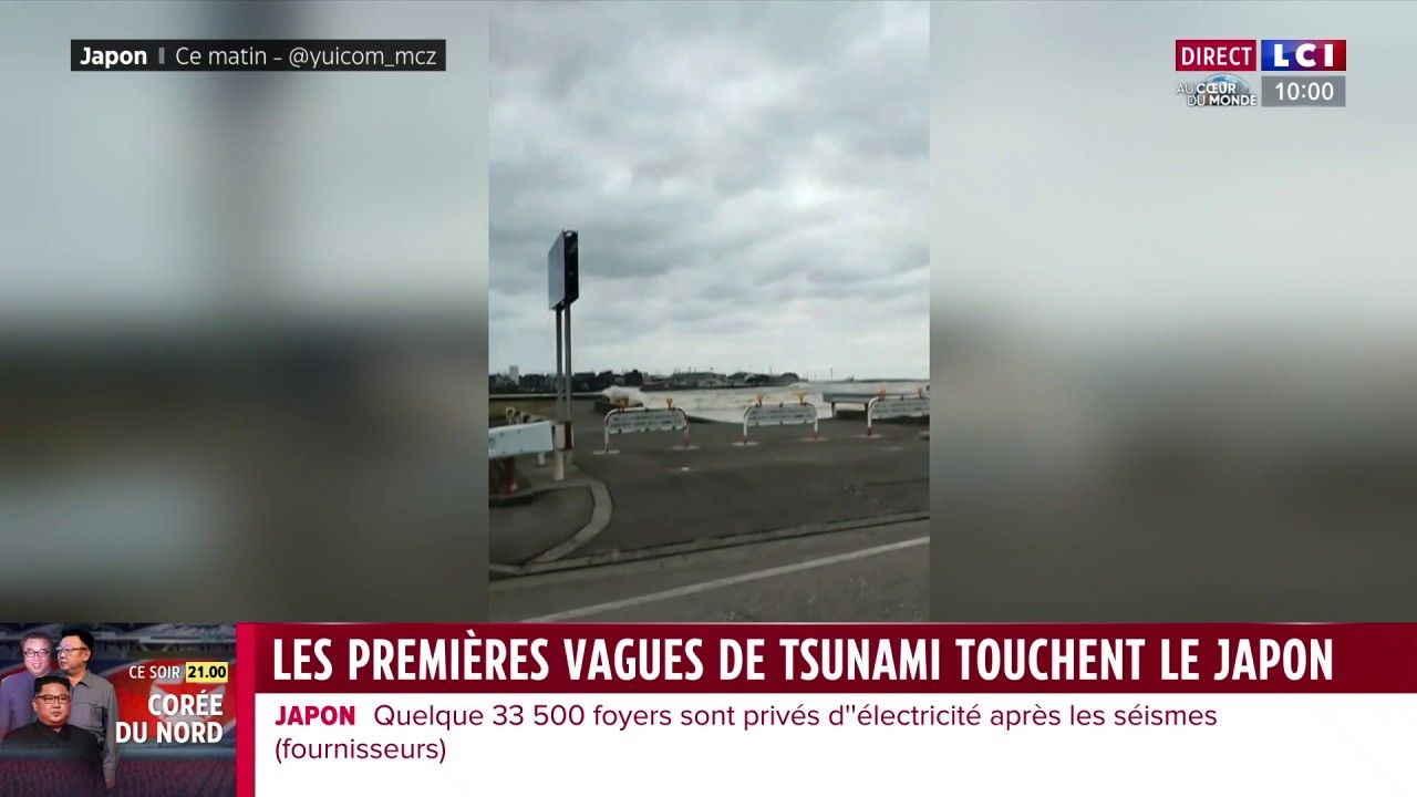 Les premières vagues de tsunami touchent le Japon
