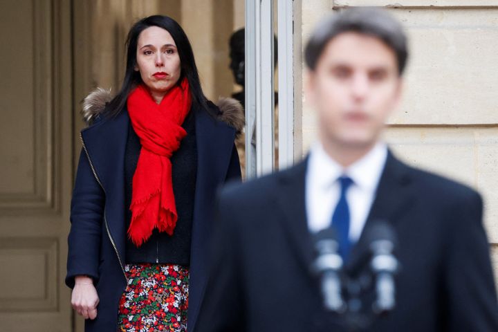Fanny Anor, deputy chief of staff of new Prime Minister Gabriel Attal, attends the handover ceremony at the Matignon hotel in Paris, January 9, 2024. (LUDOVIC MARIN / AFP)