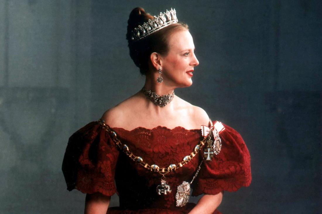 Official portrait for the 60th birthday of Queen Margrethe II, taken on January 4, 1999.  Margarethe, the first female ruler in 600 years, is considered a symbol of national unity and historical continuity in Denmark. 