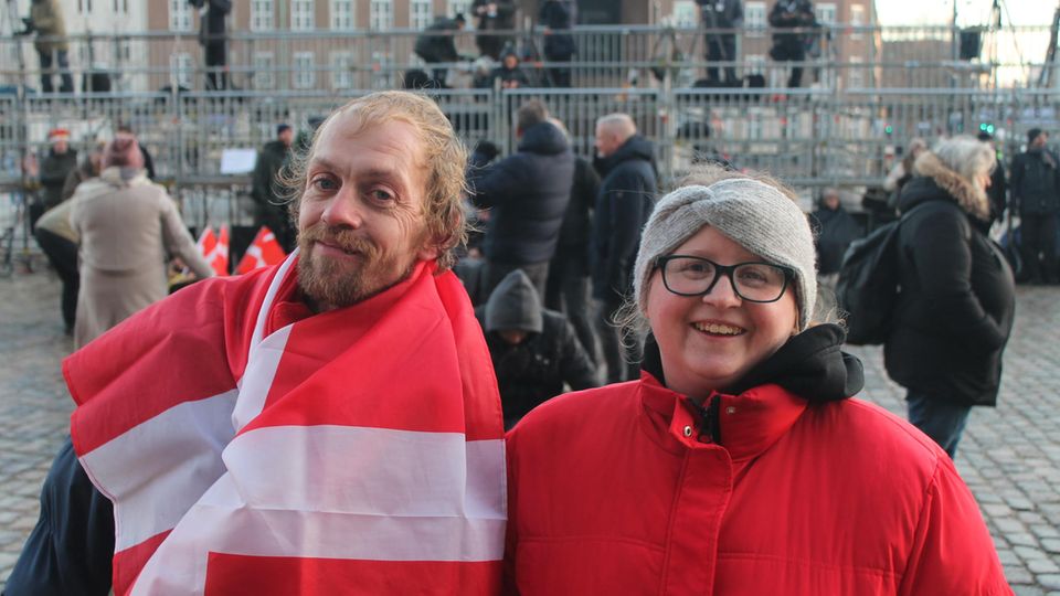 Despite the cold, they were at the forefront in the morning: Andreas and Louise