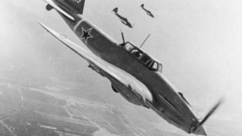 Sturmoviks over Berlin in 1945.