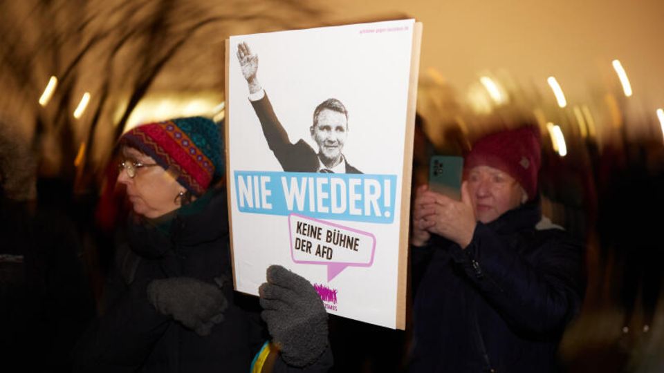 Poster against the AfD at a demo