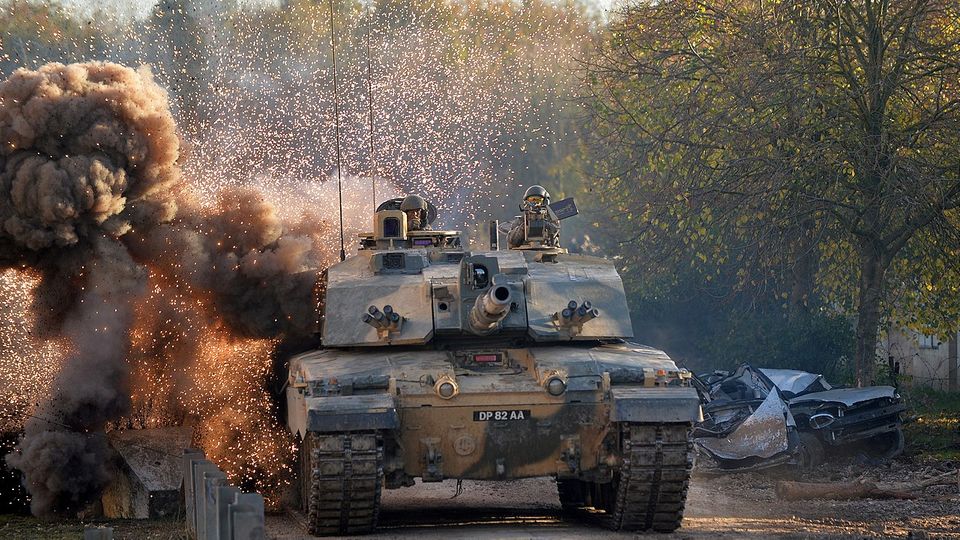 Challenger 2 of the Kings Royal Hussars (KRH) Battlegroup during an exercise.