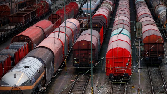 Freight wagons stand on the sidings of a freight station © picture alliance / photothek Photo: Leon Kuegeler