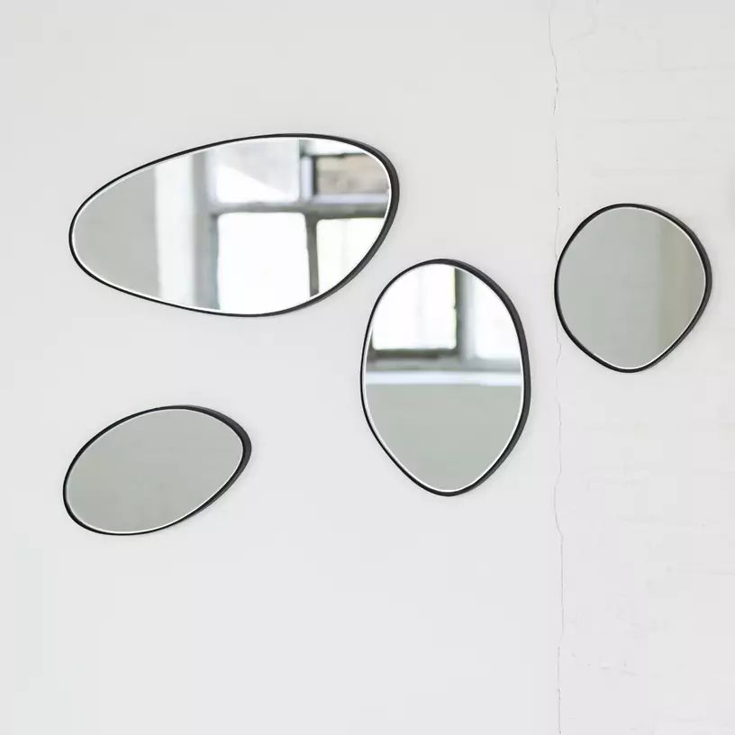 Black Glass And Steel Mirror 