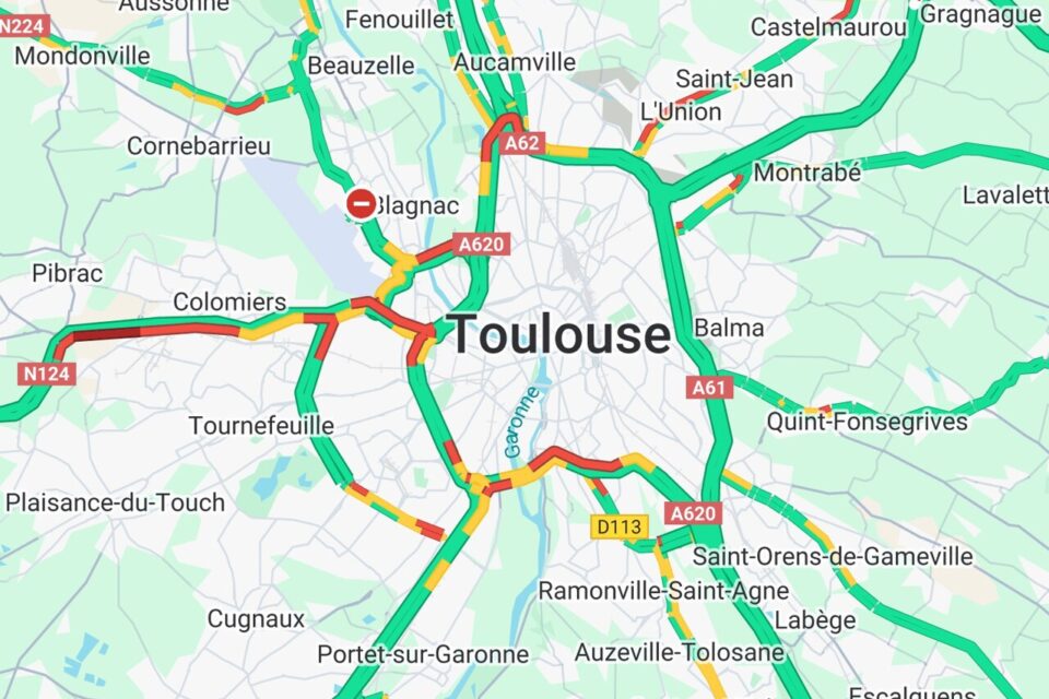 In the Toulouse area, two significant blocking points: at the airport and on the A80.