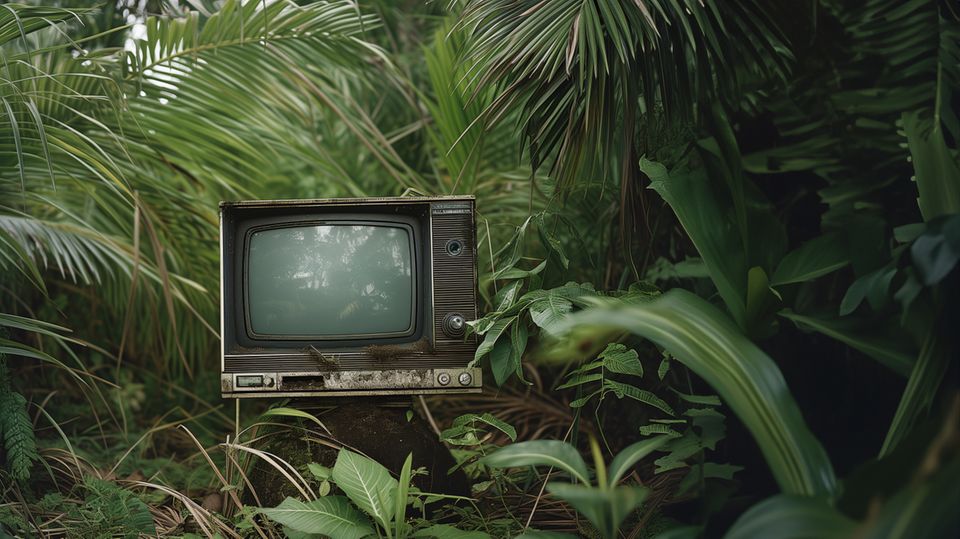 TV set in the middle of the jungle