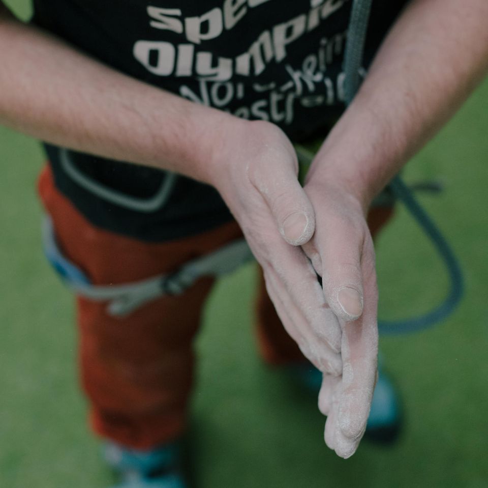 The hands of Special Olympic participant Andreas Gramsch