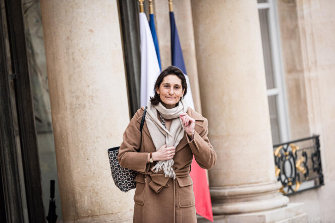   Amélie Oudéa-Castéra arrives for the first council of ministers of the new Attal government, at the Elysée, January 12, 2024.