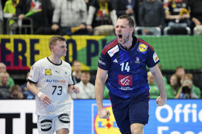 Frenchman Kentin Mahé, during the Euro handball match between the Blues and Germany, in Berlin, January 16, 2024.