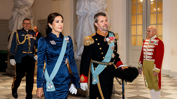 Crown Prince Frederik of Denmark and Crown Princess Mary at the New Year's reception in Christiansborg Palace