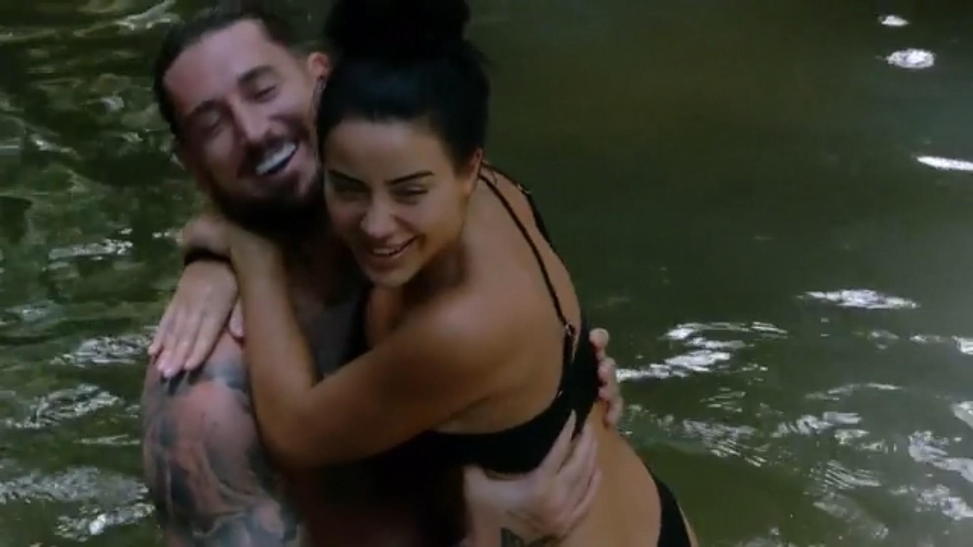Mike and Leyla have fun in the cool water. Kim is bursting with jealousy