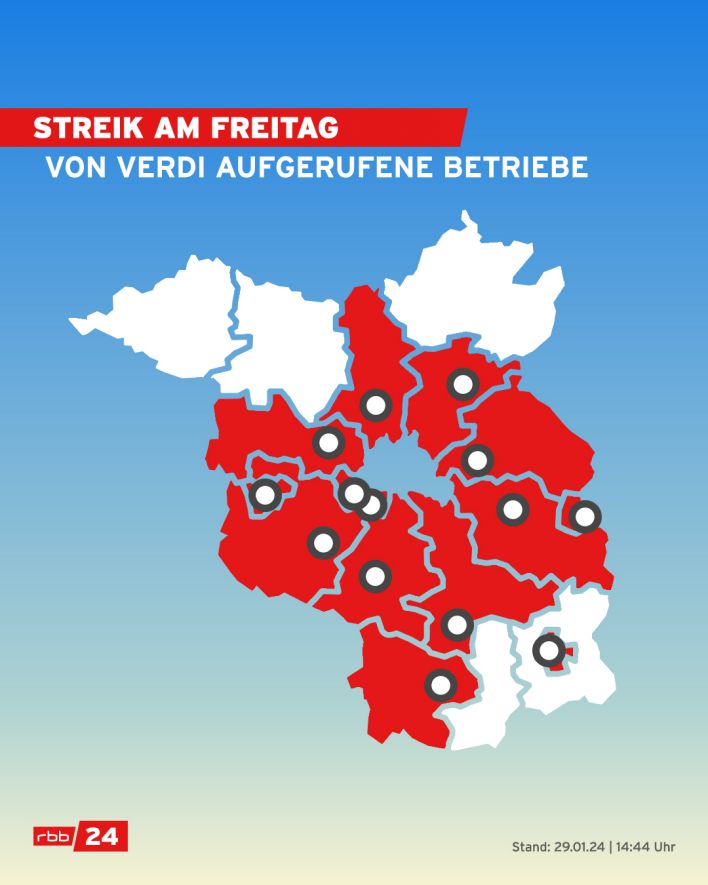 Strike on Freitad: Companies called out by Verdi.  (Source: rbb)