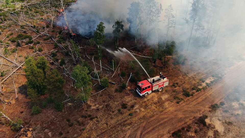 Firefighters in Brandenburg are fighting the forest fire near Jüterbog