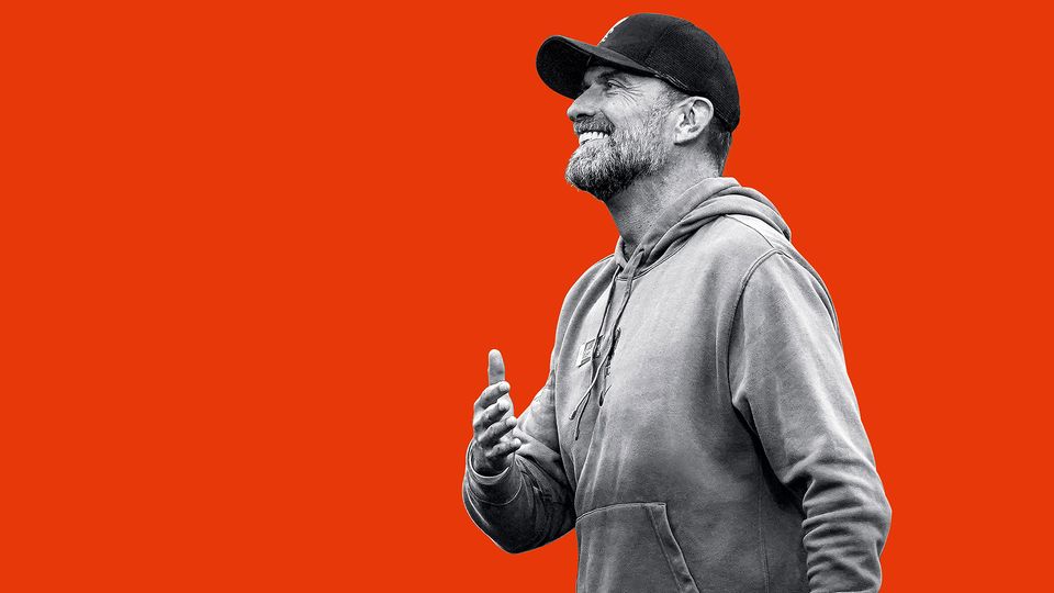 Collage shows a black and white picture of Jürgen Klopp, a man with a cap and sweater