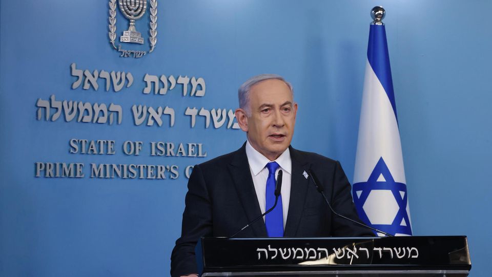 Israeli Prime Minister Benjamin Netanyahu at a press conference in Jerusalem
