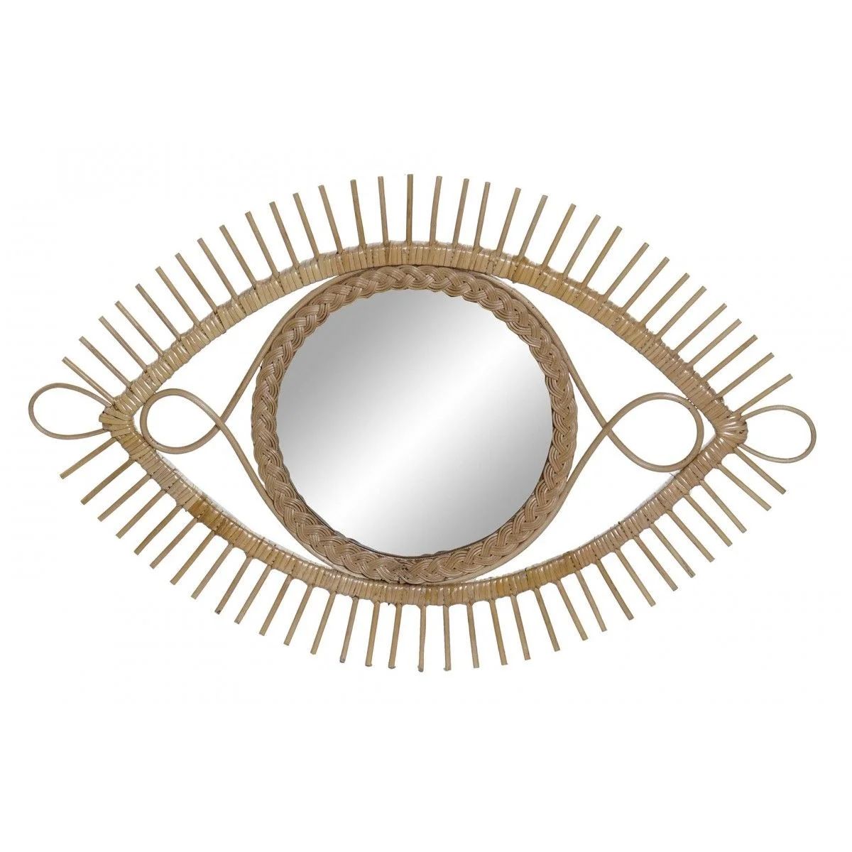 Natural Rattan Eye Mirror 
