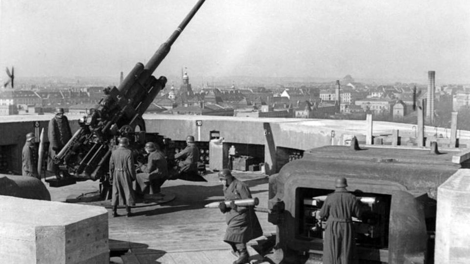A heavy gun on the roof of the zoo bunker.