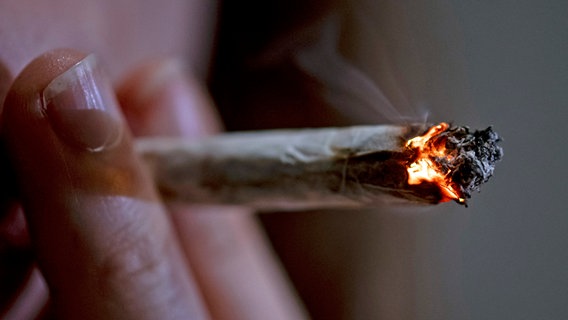 A person smokes a joint.  © dpa Photo: Fabian Sommer